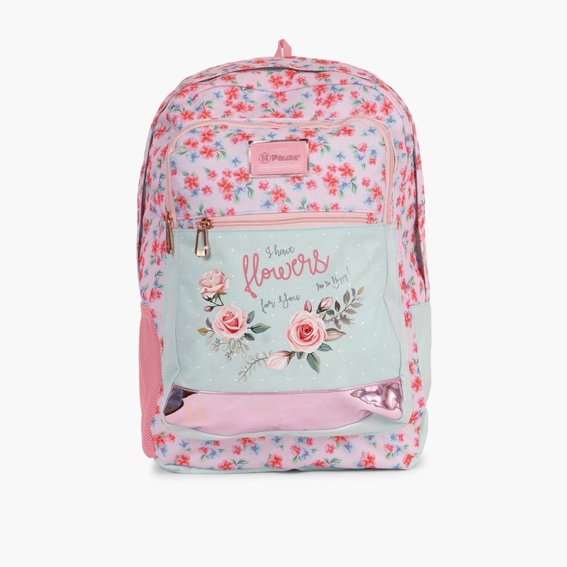 PAUSE Floral Print Backpack for Girls - Image 1